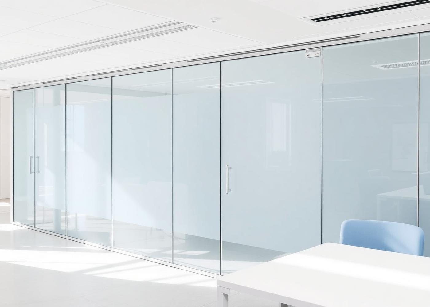 Modern office with glass partitions